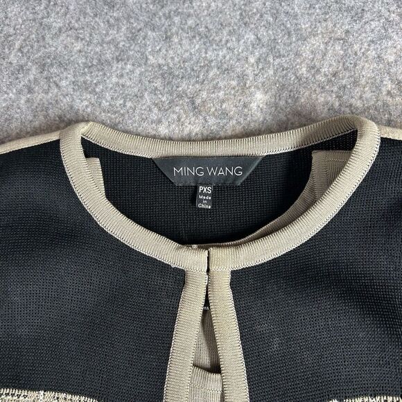 Ming Wang Sweater Womens XS Petite Cardigan Tank Neutral 3/4 Sleeve Career - Picture 5 of 9